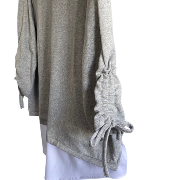 Grey Sweater with a mock collar and shirt at the bottom Size 2X - Picture 3 of 13